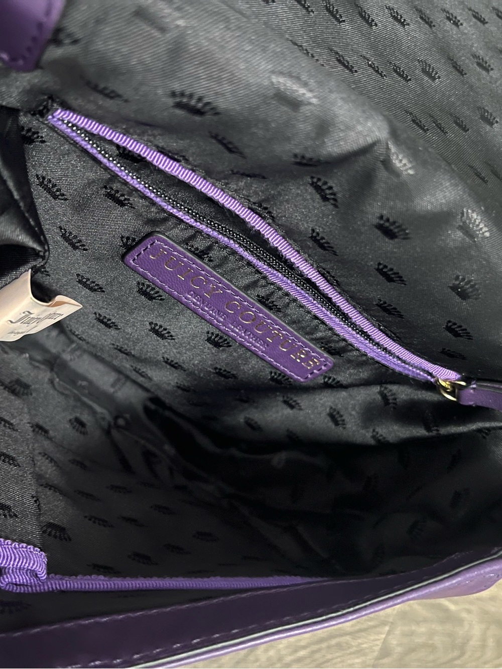 Vintage Juicy Couture Olvera Purple Carved Leather Crossbody Bag Y2K - Picture 10 of 14